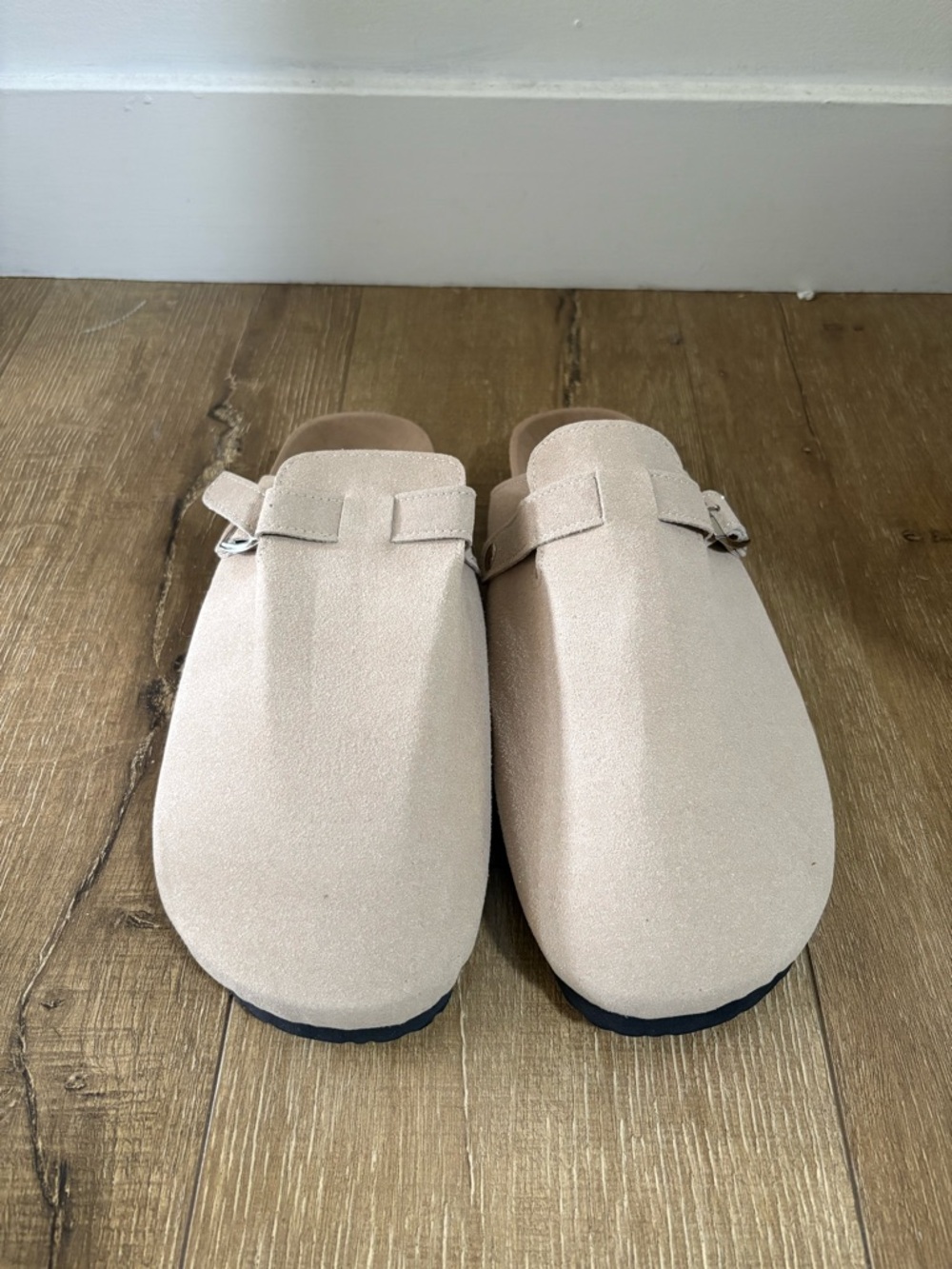 Beige Suede Slip-On Mules